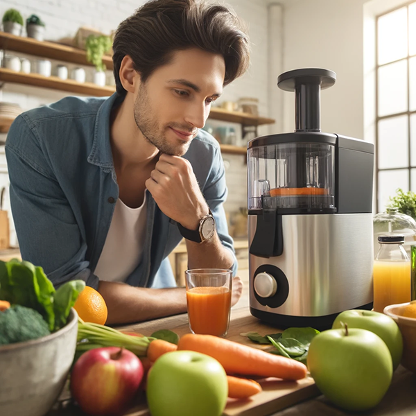 man getting ready to juice