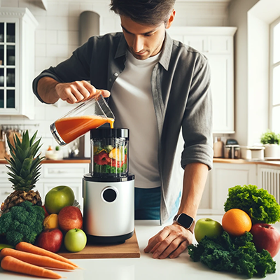 man juicing